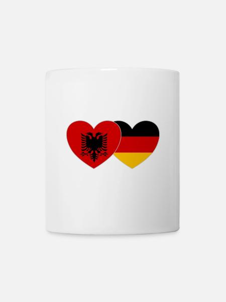 Albanien Deutschland Flagge Herz - Tasse - Weiß