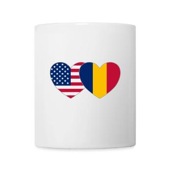 America Romania Flag Heart - Mug - white - Front