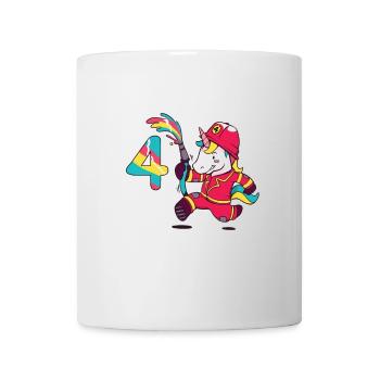 4th birthday children unicorn fire department four years - Mug - white - Front