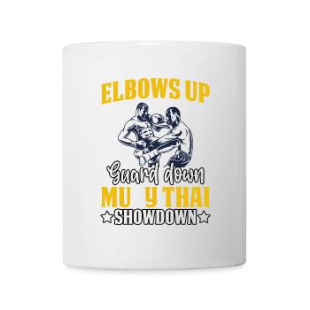 Elbows up Guard down Muay Thai Showdown - Mug - white - Front