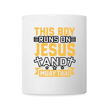This Boy läuft auf Jesus und Muay Thai - Tasse - Weiß - Vorne