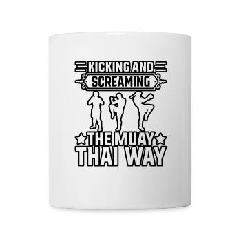 Donner des coups de pied et crier à la manière du Muay Thai - Mug blanc - blanc - Devant
