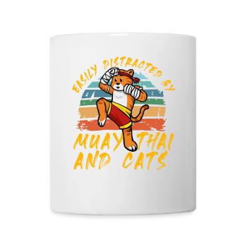 Easily distracted by Muay Thai and Cats - Mug - white - Front