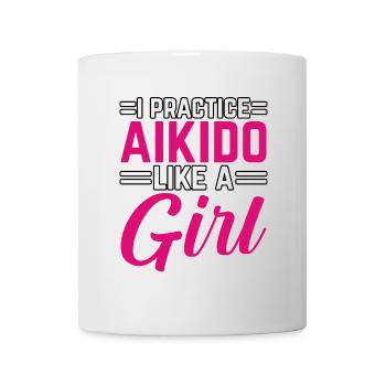 Ich praktiziere Aikido wie ein Mädchen - Tasse - Weiß - Vorne