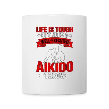 Das Leben ist hart, aber ein gut ausgeführtes Aikido ist es auch - Tasse - Weiß - Vorne
