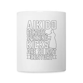 Aïkido parce que les coups de pied sont tellement du siècle dernier - Mug blanc - blanc - Devant