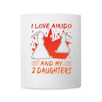 Ich liebe Aikido und meine 2 Töchter - Tasse - Weiß - Vorne