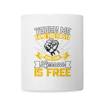 Touch me and your first Wing Chun lesson is free - Mug - white - Front