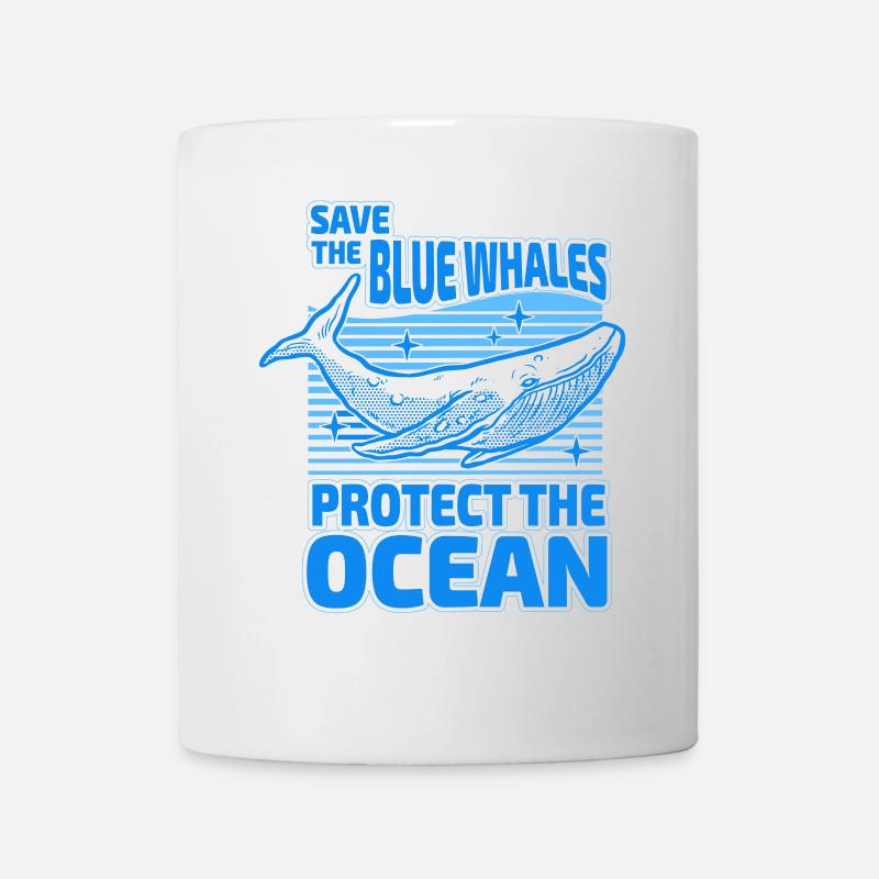 Sauvez les baleines bleues, protégez l’océan - Mug blanc - blanc
