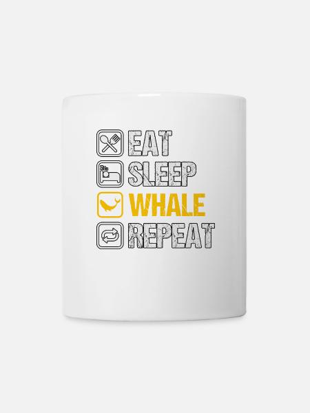 Essen Schlaf Wal Wiederholung - Tasse - Weiß