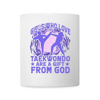 Les filles qui aiment le taekwondo sont un cadeau de Dieu - Mug blanc - blanc - Devant