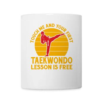Touchez-moi et votre premier cours de Taekwondo est gratuit - Mug blanc - blanc - Devant