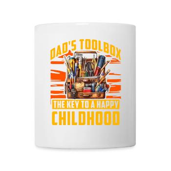 Papas Werkzeugkasten der Schlüssel zu einer glücklichen Kindheit - Tasse - Weiß - Vorne