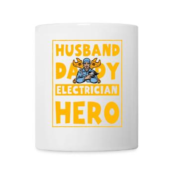 Ehemann Papa Elektriker Held - Tasse - Weiß - Vorne