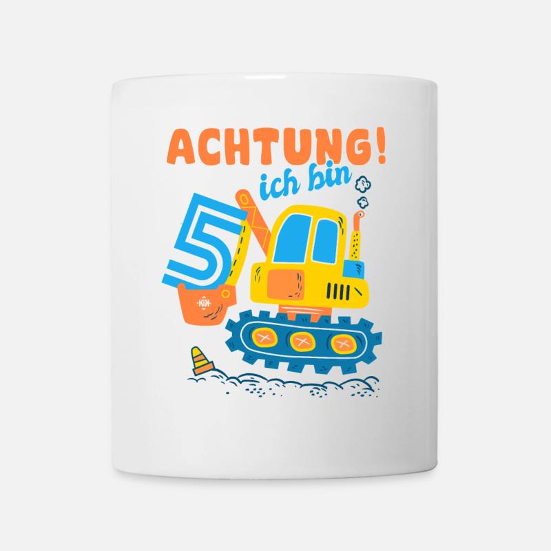 5 jahre Geburtstag des Baggers, Geschenk 5 - Tasse - Weiß