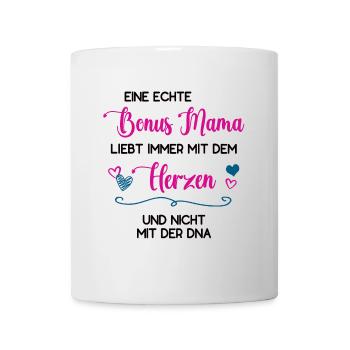 Bonusmama Familie Liebe Patchwork Bonus Mama - Tasse - Weiß - Vorne