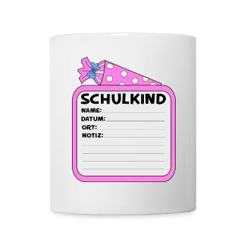 Schulkind Namensschild pink - Tasse - Weiß - Vorne