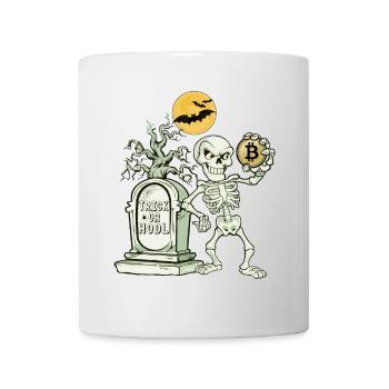 Bitcoin Skelett Halloween - Tasse - Weiß - Vorne