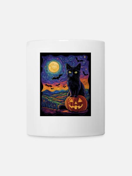 Halloween Geschenk Frauen Katze Männer Kinder Deko - Tasse - Weiß