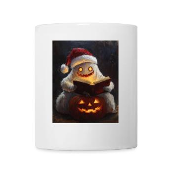 Halloween Geschenk Geist mit Weihnachtsmütze Deko - Tasse - Weiß - Vorne