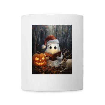 Halloween Geschenk Geist mit Weihnachtsmütze Deko - Tasse - Weiß - Vorne