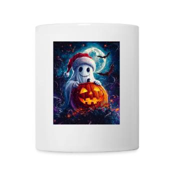 Halloween Geschenk Geist mit Weihnachtsmütze Deko - Tasse - Weiß - Vorne