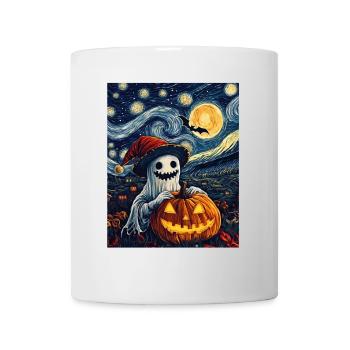 Halloween Geschenk Geist mit Weihnachtsmütze Deko - Tasse - Weiß - Vorne