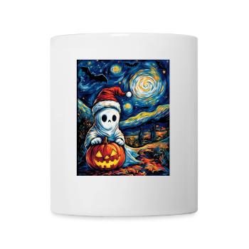 Halloween Geschenk Geist mit Weihnachtsmütze Deko - Tasse - Weiß - Vorne