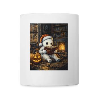 Halloween Geschenk Geist mit Weihnachtsmütze Deko - Tasse - Weiß - Vorne