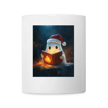 Halloween Geschenk Geist mit Weihnachtsmütze Deko - Tasse - Weiß - Vorne