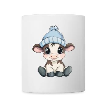 Vache mignonne, bébé enfants mignons, animal veau dessin animé - Mug blanc - blanc - Devant