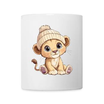 Lion mignon mignon bébé enfants animal dessin animé - Mug blanc - blanc - Devant