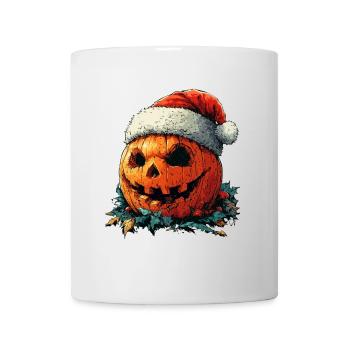 Halloween Gift Pumpkin with Santa Hat Decoration - Mug - white - Front