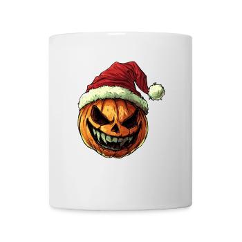 Halloween Geschenk Kürbis mit Weihnachtsmütze Deko - Tasse - Weiß - Vorne