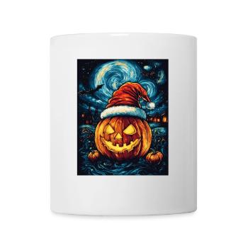 Halloween Gift Pumpkin with Santa Hat Decoration - Mug - white - Front