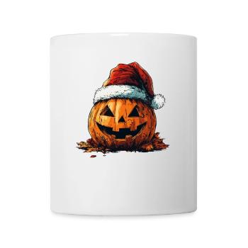 Halloween Gift Pumpkin with Santa Hat Decoration - Mug - white - Front