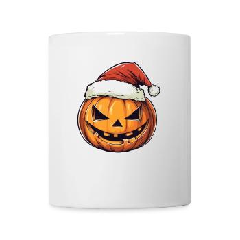 Halloween Gift Pumpkin with Santa Hat Decoration - Mug - white - Front