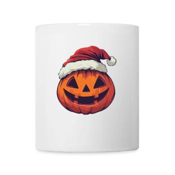 Halloween Gift Pumpkin with Santa Hat Decoration - Mug - white - Front