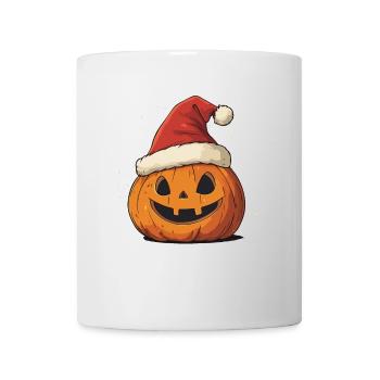 Halloween Gift Pumpkin with Santa Hat Decoration - Mug - white - Front