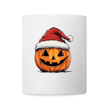 Halloween Geschenk Kürbis mit Weihnachtsmütze Deko - Tasse - Weiß - Vorne