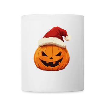 Halloween Gift Pumpkin with Santa Hat Decoration - Mug - white - Front