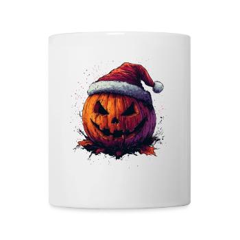 Halloween Gift Pumpkin with Santa Hat Decoration - Mug - white - Front