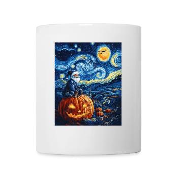 Halloween Geschenk Kürbis mit Weihnachtsmütze Deko - Tasse - Weiß - Vorne