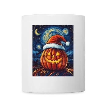 Halloween Gift Pumpkin with Santa Hat Decoration - Mug - white - Front