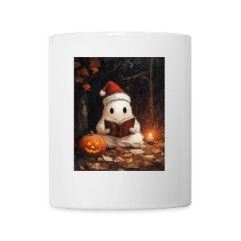 Halloween Geschenk Geist mit Weihnachtsmütze Deko - Tasse - Weiß - Vorne