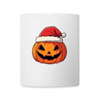 Halloween Geschenk Kürbis mit Weihnachtsmütze Deko - Tasse - Weiß - Vorne