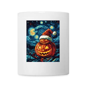 Halloween Gift Pumpkin with Santa Hat Decoration - Mug - white - Front