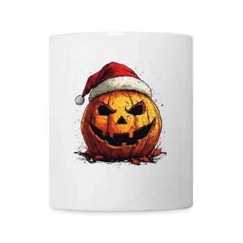 Halloween Gift Pumpkin with Santa Hat Decoration - Mug - white - Front