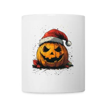 Halloween Gift Pumpkin with Santa Hat Decoration - Mug - white - Front