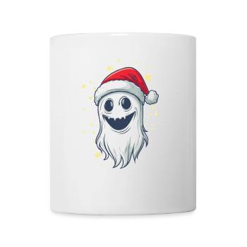 Halloween Geschenk Geist mit Weihnachtsmütze Deko - Tasse - Weiß - Vorne